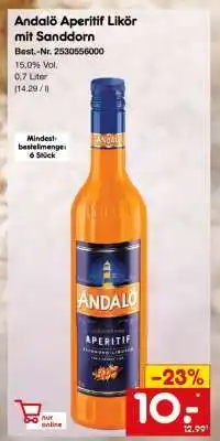 Netto Marken-Discount Andalö Aperitif Likör mit Sanddorn Angebot