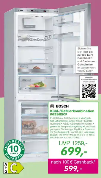 EP BOSCH Kühl-/Gefrierkombination KGE36EICP Angebot