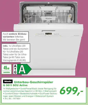 EP Miele Unterbau-Geschirrspüler G 5611 SCU Active Angebot