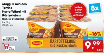 Netto Marken-Discount Maggi 5 Minuten Terrine Kartoffelbrei mit Röstzwiebeln Angebot