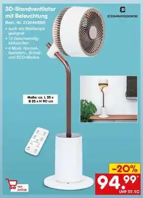 Netto Marken-Discount 3D-Standventilator mit Beleuchtung Angebot