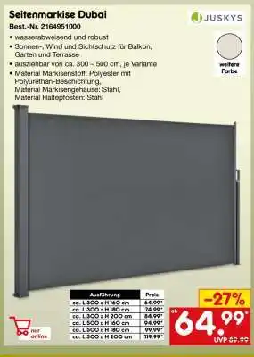 Netto Marken-Discount Seitenmarkise Dubai Angebot