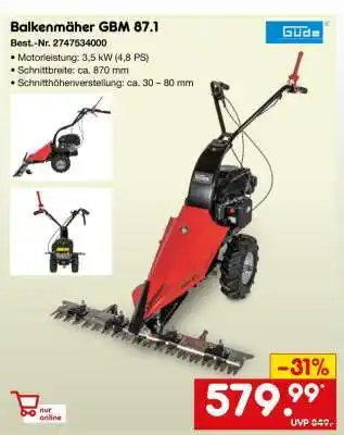 Netto Marken-Discount Balkenmäher GBM 87.1 Angebot