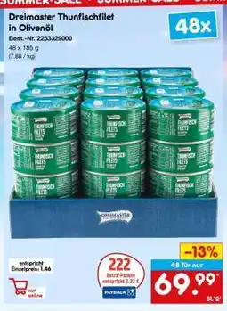 Netto Marken-Discount Dreimaster Thunfischfilet in Olivenöl Angebot