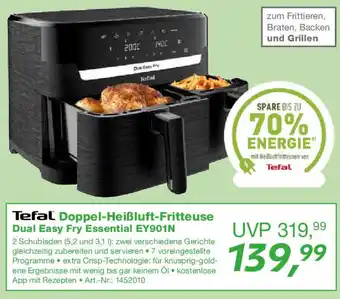 EP Tefal Doppel-Heißluft-Fritteuse Dual Easy Fry Essential EY901N Angebot