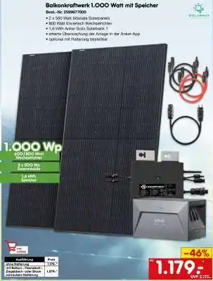 Netto Marken-Discount Balkonkraftwerk 1.000 Watt mit Speicher Angebot