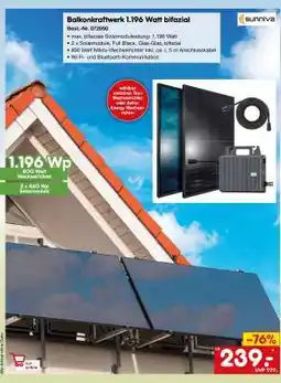 Netto Marken-Discount Balkonkraftwerk 1.196 Watt bifazial Angebot