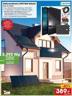 Netto Marken-Discount Balkonkraftwerk 2.392 Watt bifazial Angebot