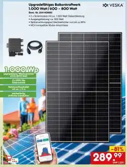 Netto Marken-Discount Upgradefähiges Balkonkraftwerk 1.000 Watt / 600 - 800 Watt Angebot