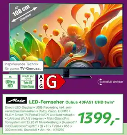 EP Metz LED-Fernseher Cubus 43FA51 UHD twin Angebot