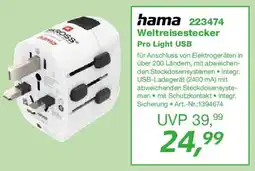 EP hama 223474 Weltreisestecker Pro Light USB Angebot