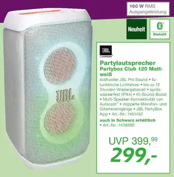 EP JBL Partylautsprecher Partybox Club 120 Mattweiß Angebot