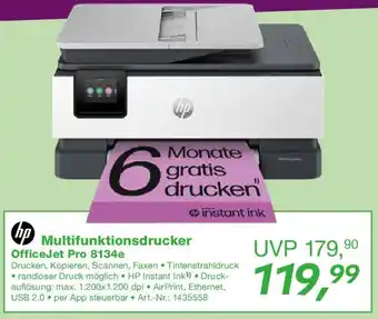 EP hp Multifunktionsdrucker OfficeJet Pro 8134e Angebot