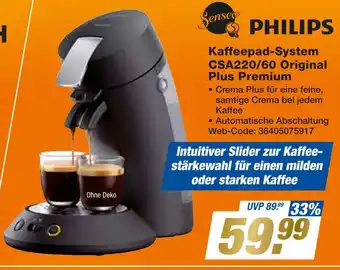 Expert Philips senseo kaffeepad-system csa220/60 original plus premium Angebot