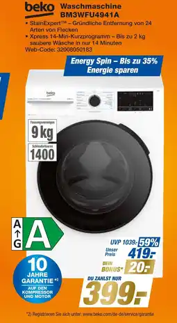 Expert Beko waschmaschine bm3wfu4941a Angebot