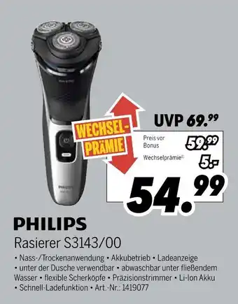 MEDIMAX Philips rasierer s3143/00 Angebot
