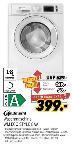 MEDIMAX Bauknecht waschmaschine wm eco style 8aa Angebot