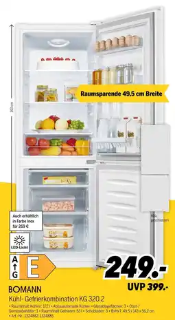 MEDIMAX Bomann kühl- gefrierkombination kg 320.2 Angebot