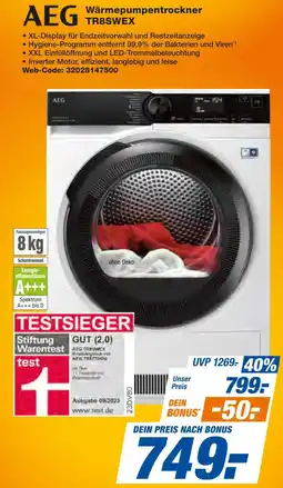 Expert Aeg wärmepumpentrockner tr8swex Angebot