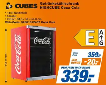 Expert Cubes getränkekühlschrank highcube coca cola Angebot