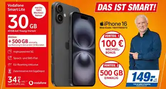 Expert Vodafone vodafone smart lite oder iphone 16 Angebot