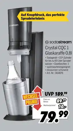 MEDIMAX Sodastream crystal cqc 1 glaskaraffe Angebot
