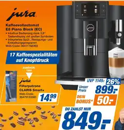 Expert Jura kaffeevollautomat e8 piano black (ec) oder filterpatrone claris smart+ Angebot