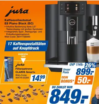 Expert Jura kaffeevollautomat e8 piano black (ec) oder filterpatrone claris smart+ Angebot