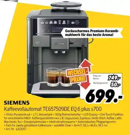 MEDIMAX Siemens kaffeevollautomat te657509de eq.6 plus s700 Angebot