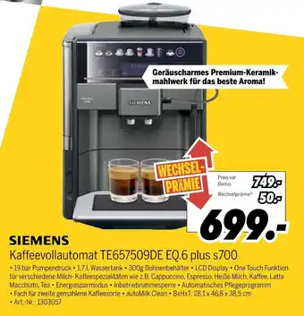 MEDIMAX Siemens kaffeevollautomat te657509de eq.6 plus s700 Angebot