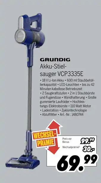 MEDIMAX Grundig akku-stielsauger vcp3335e Angebot