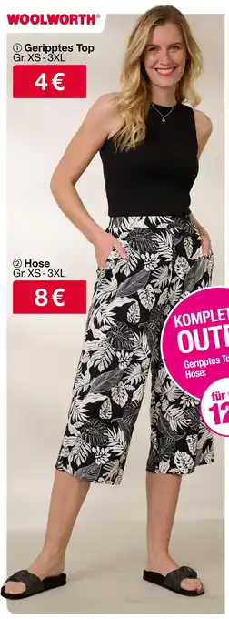 Woolworth Geripptes top oder hose Angebot