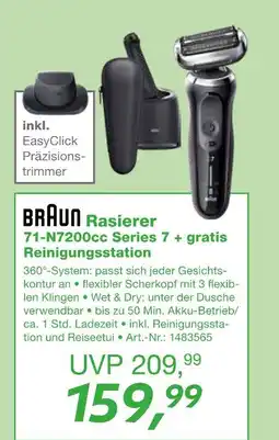 EP Braun rasierer 71-n7200cc series 7 + gratis reinigungsstation Angebot