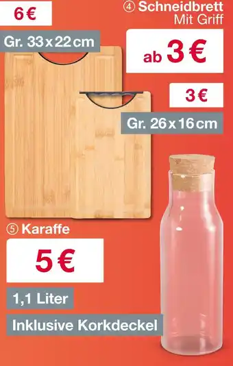 Woolworth Schneidbrett oder karaffe Angebot