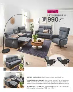 Kabs Polsterwelt 2-sitzer calciano viii, trapezsofa calciano vii oder relaxsessel catona Angebot