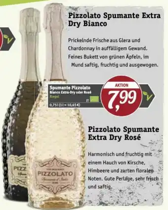 Pro Biomarkt Riegel Spumante Pizzolato Bianco Extra Dry oder Rose 0,75L Angebot