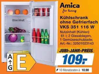 Expert Amica Kühlschrank ohne Gefrierfach VKS 351 116 W Angebot