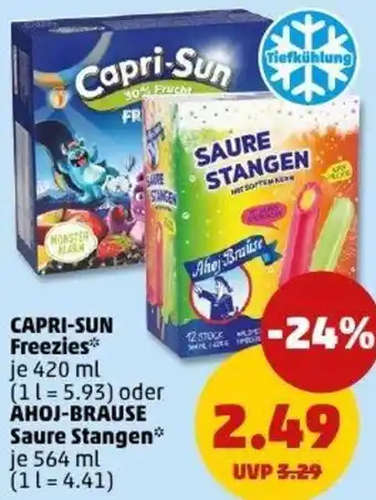 PENNY CAPRI-SUN Freezies oder AHOJ-BRAUSE Saure Stangen Angebot