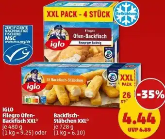 PENNY IGLO Filegro Ofen Backfisch XXL oder Backfisch Stäbchen XXL Angebot