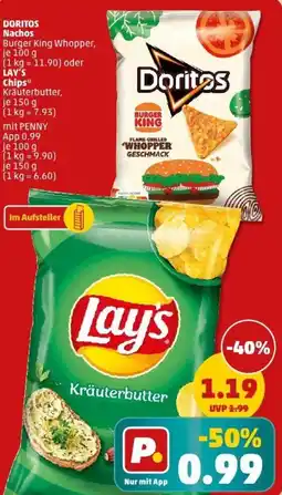 PENNY DORITOS Nachos oder LAY'S Chips Angebot