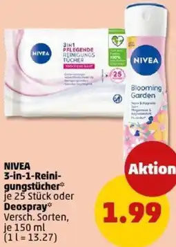 PENNY NIVEA 3-in-1-Reinigungstücher oder Deospray Angebot