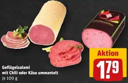 REWE Geflügelsalami mit Chili oder Käse ummantelt Angebot
