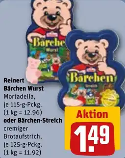 REWE Reinert Bärchen Wurst oder Bärchen-Streich Angebot