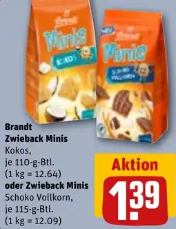 REWE Brandt Zwieback Minis oder Zwieback Minis Angebot