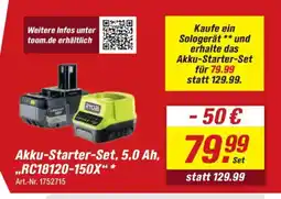 toom Baumarkt RYOBI ONE + Akku-Starter-Set, 5,0 Ah, ..RC18120-150X"* Angebot
