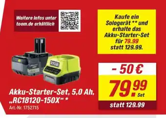 toom Baumarkt RYOBI ONE + Akku-Starter-Set, 5,0 Ah, ..RC18120-150X"* Angebot