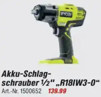 toom Baumarkt RYOBI ONE + Akku-Schlag- schrauber 1/2" „,R181W3-0" Angebot