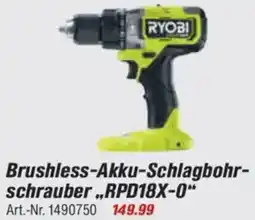 toom Baumarkt RYOBI ONE + Brushless-Akku-Schlagbohr- schrauber,,RPD18X-0" Angebot