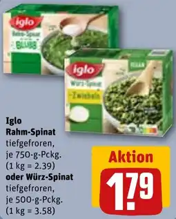 REWE Iglo Rahm-Spinat oder Würz-Spinat Angebot