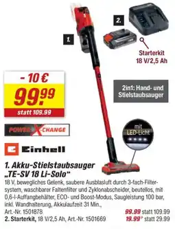 toom Baumarkt Einhell Akku-Stielstaubsauger ,,TE-SV 18 Li-Solo" Angebot